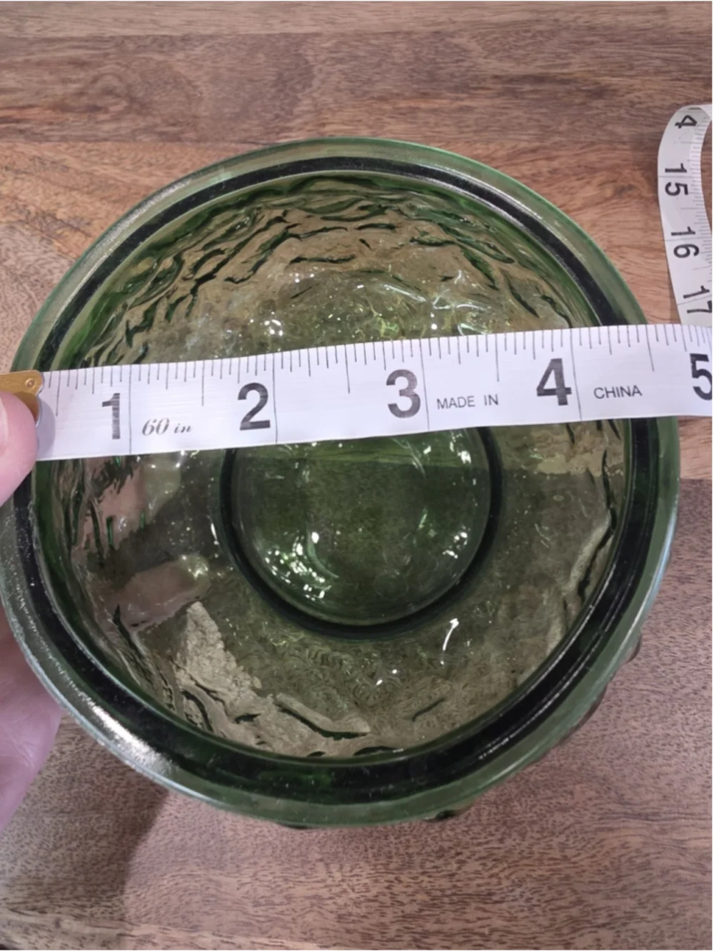 VTG Green Textured Glass Votive Holder Cachepot Planter Bowl 5